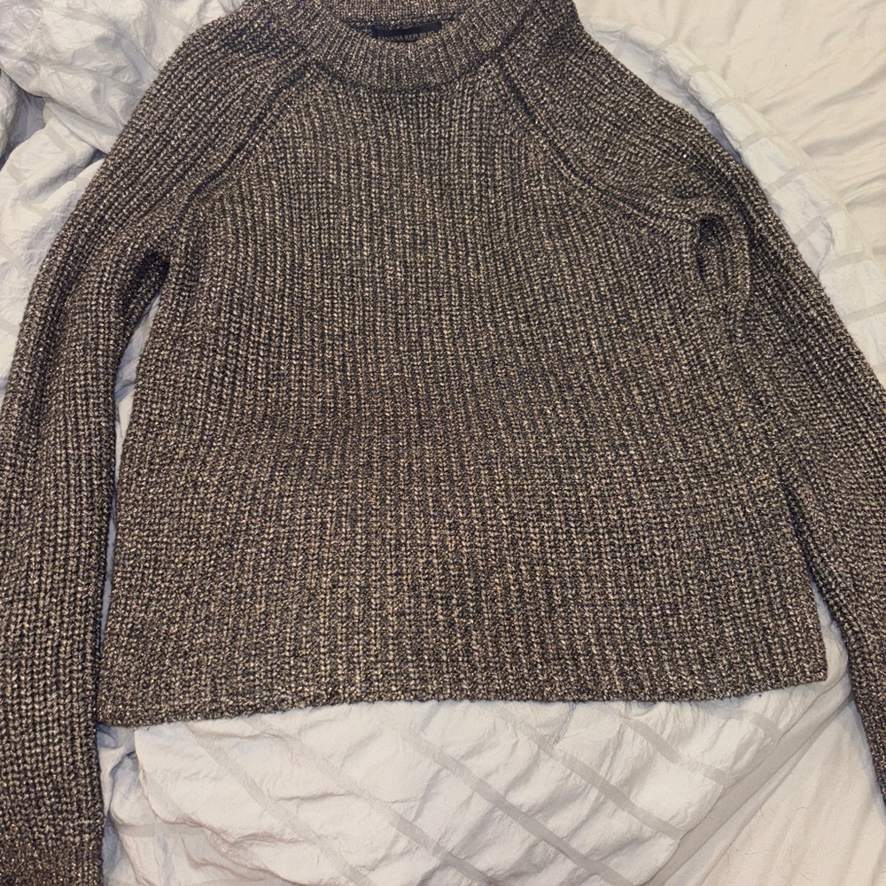 Women's Brown Knit Sweater gold sparkly
